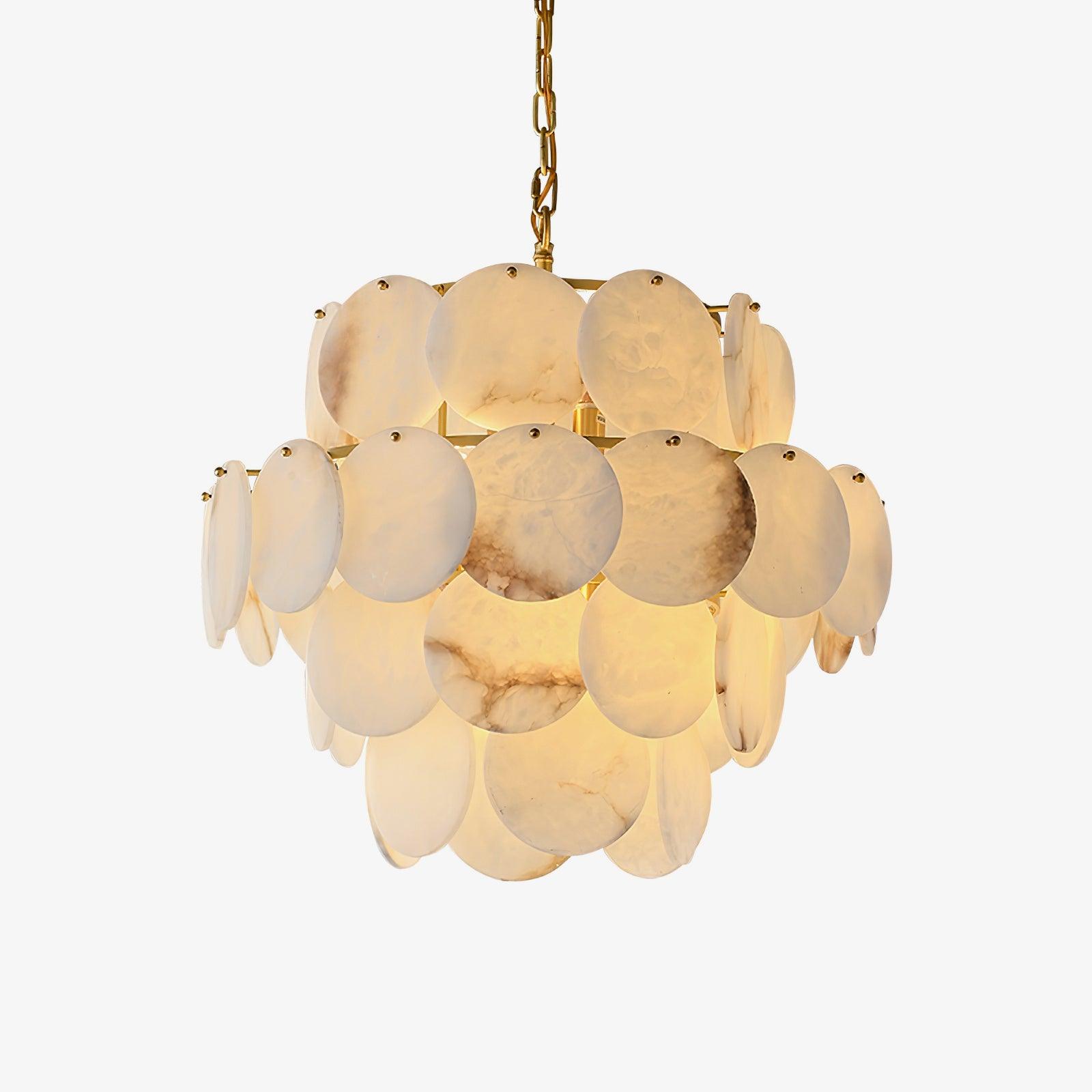 Alabaster Shell Brass Chandelier - YhLamps