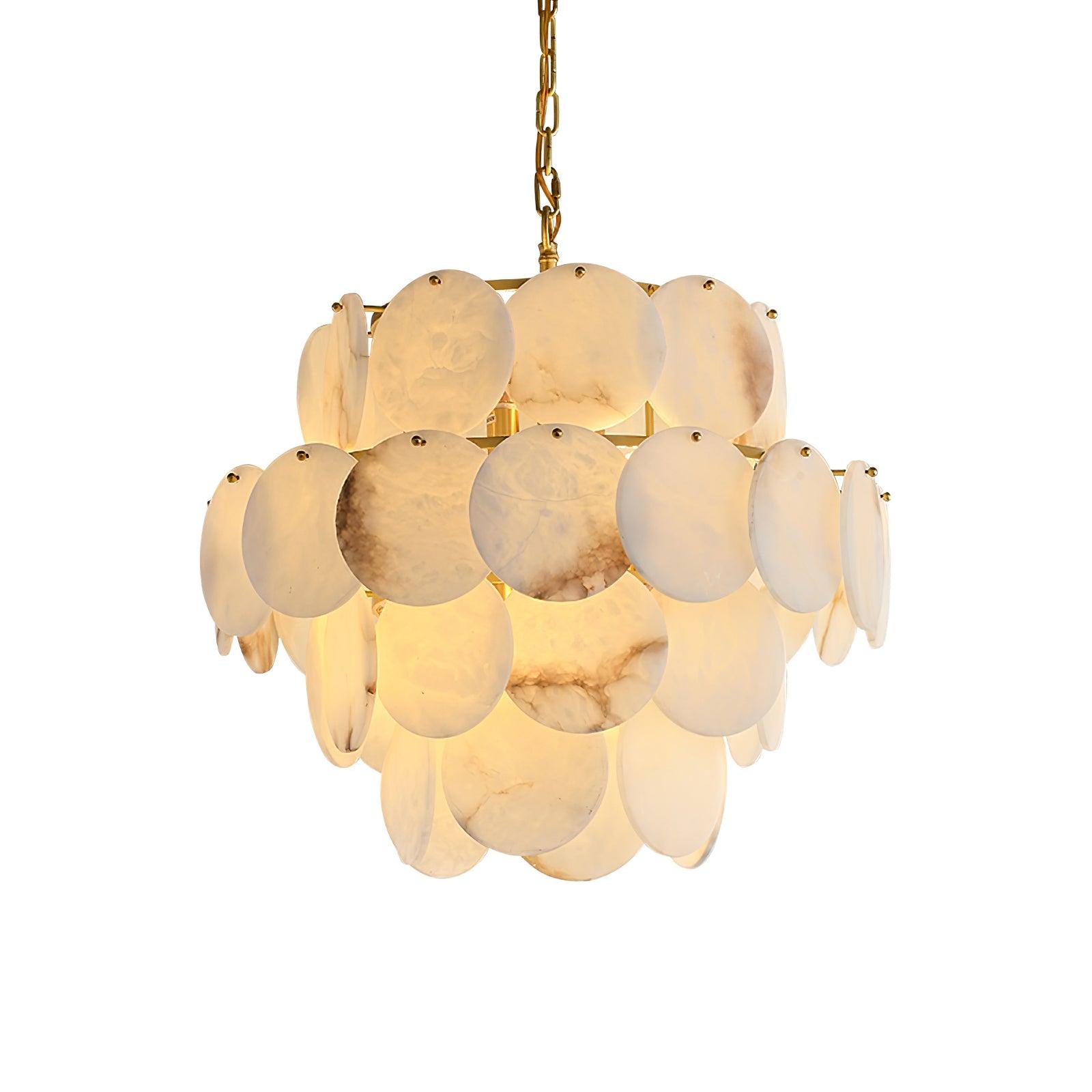 Alabaster Shell Brass Chandelier - YhLamps