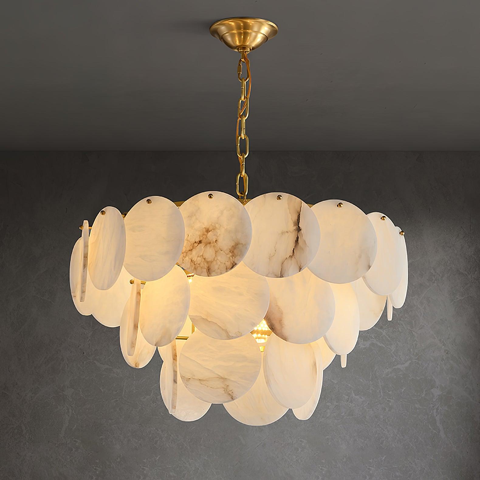 Alabaster Shell Brass Chandelier - YhLamps