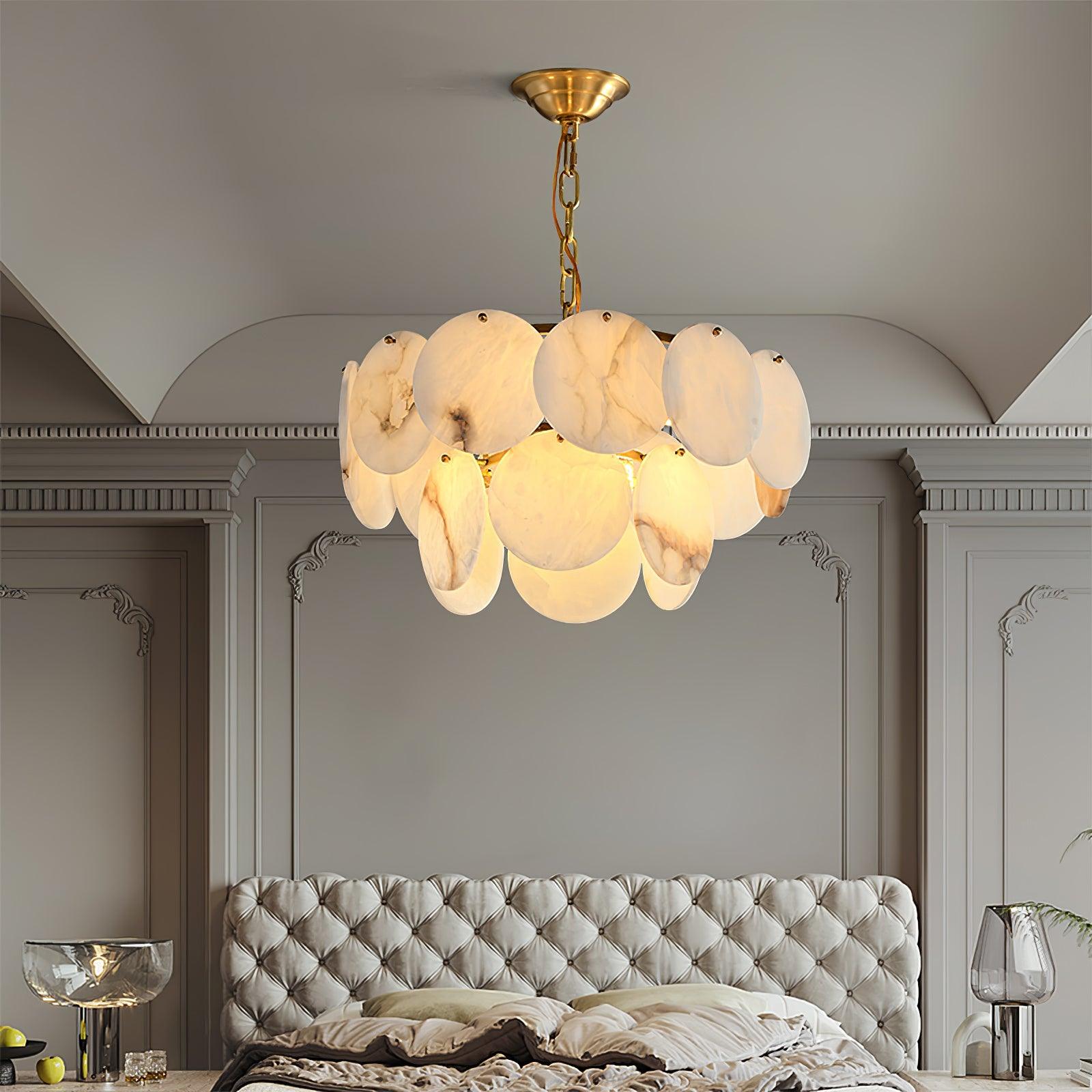 Alabaster Shell Brass Chandelier - YhLamps