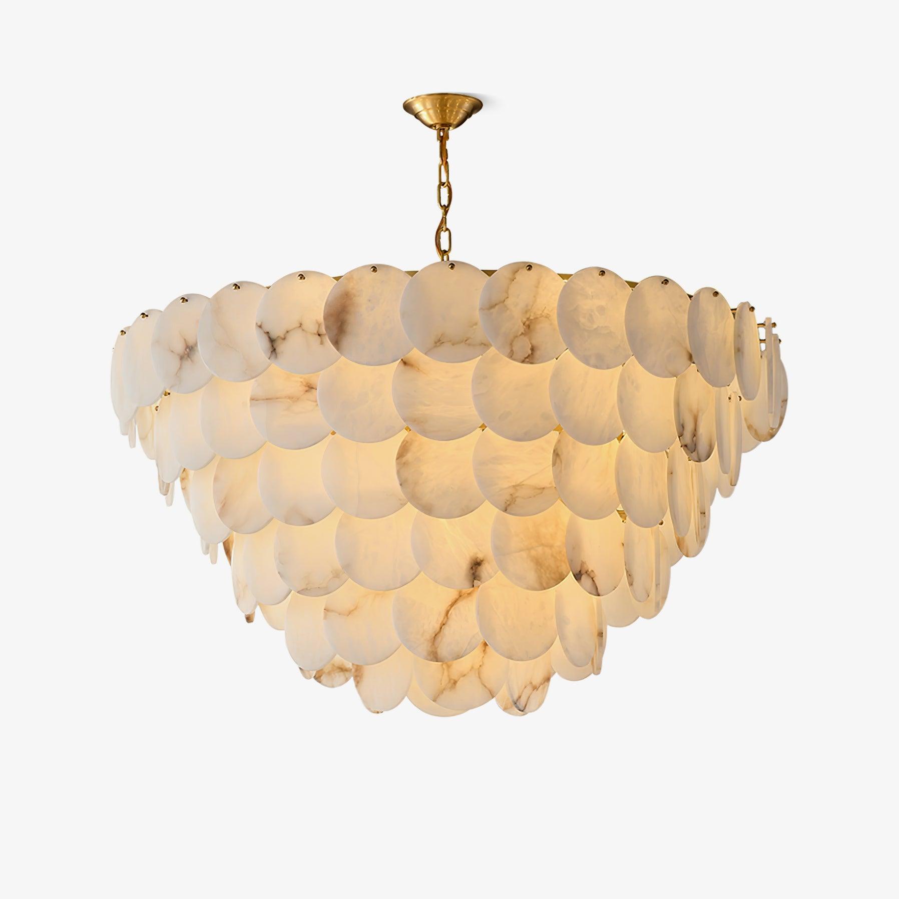 Alabaster Shell Brass Chandelier - YhLamps