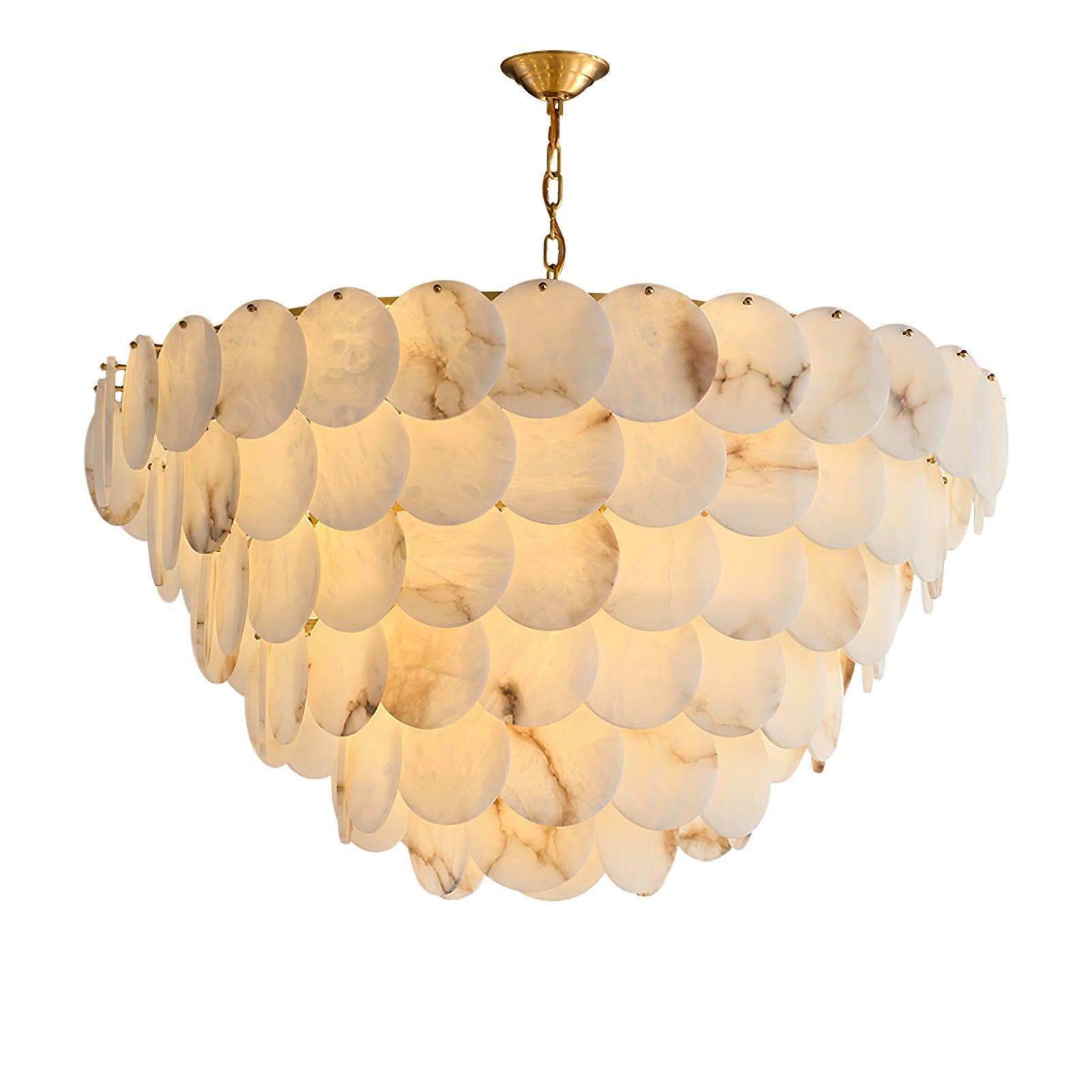 Alabaster Shell Brass Chandelier - YhLamps