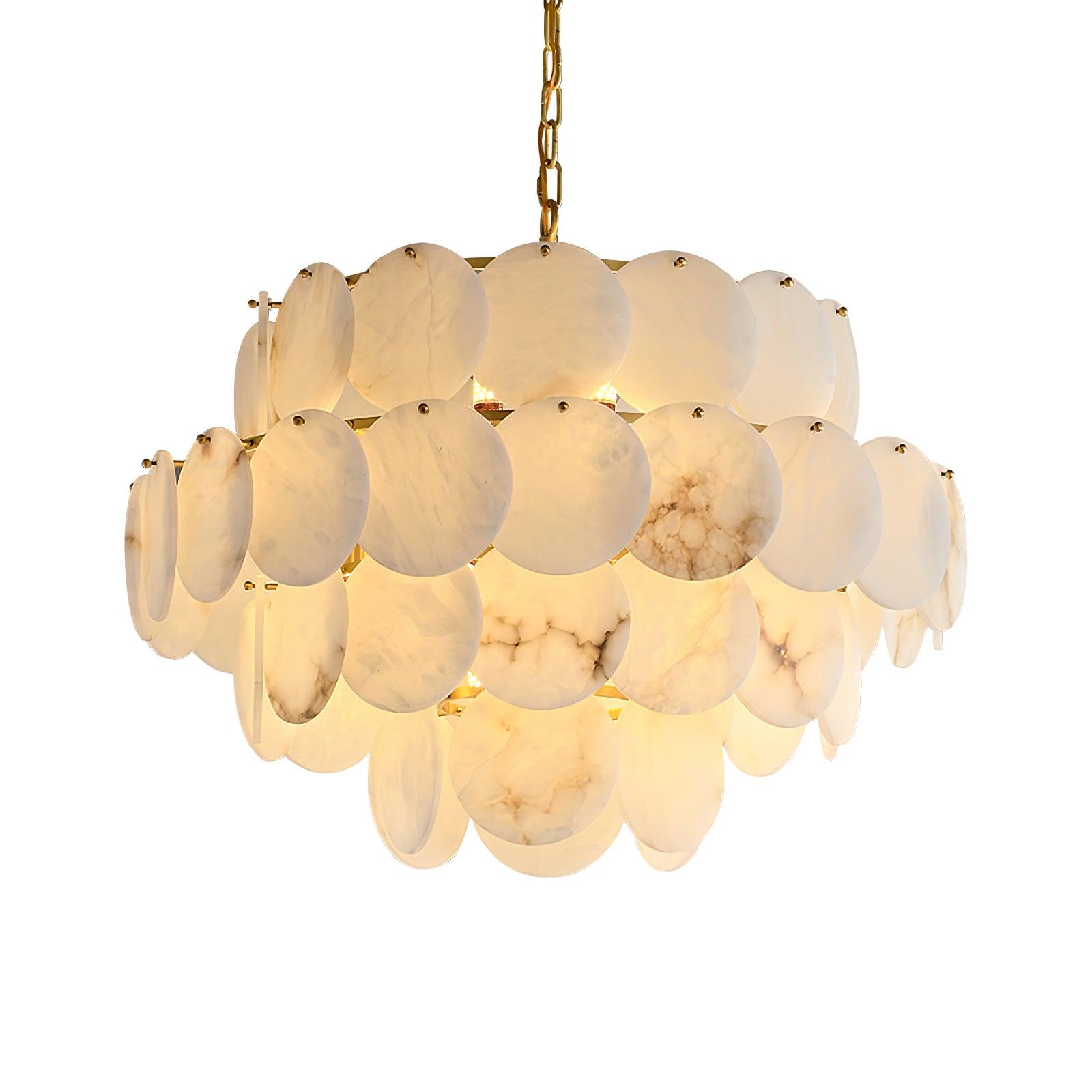 Alabaster Shell Brass Chandelier - YhLamps