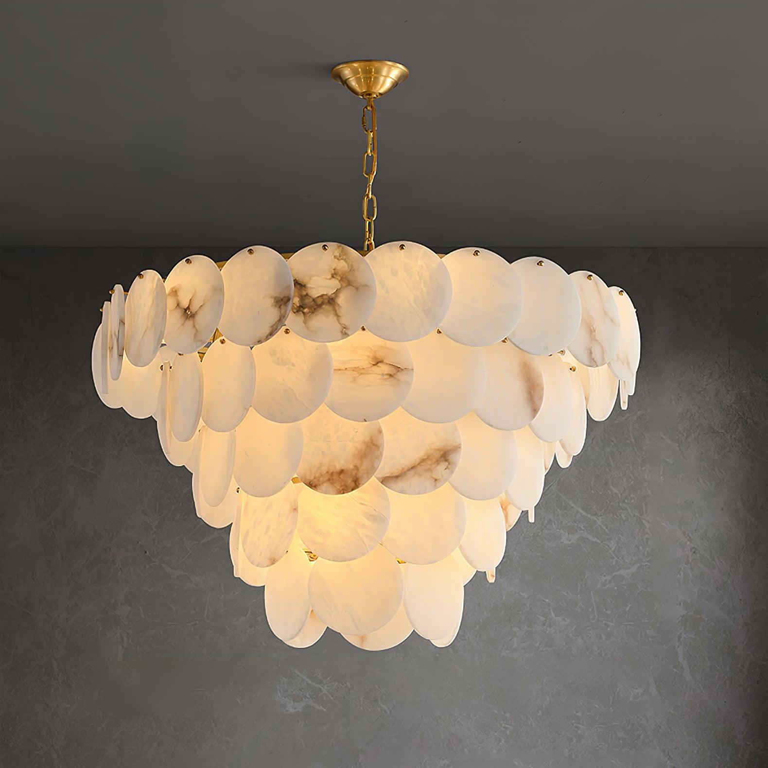 Alabaster Shell Brass Chandelier - YhLamps