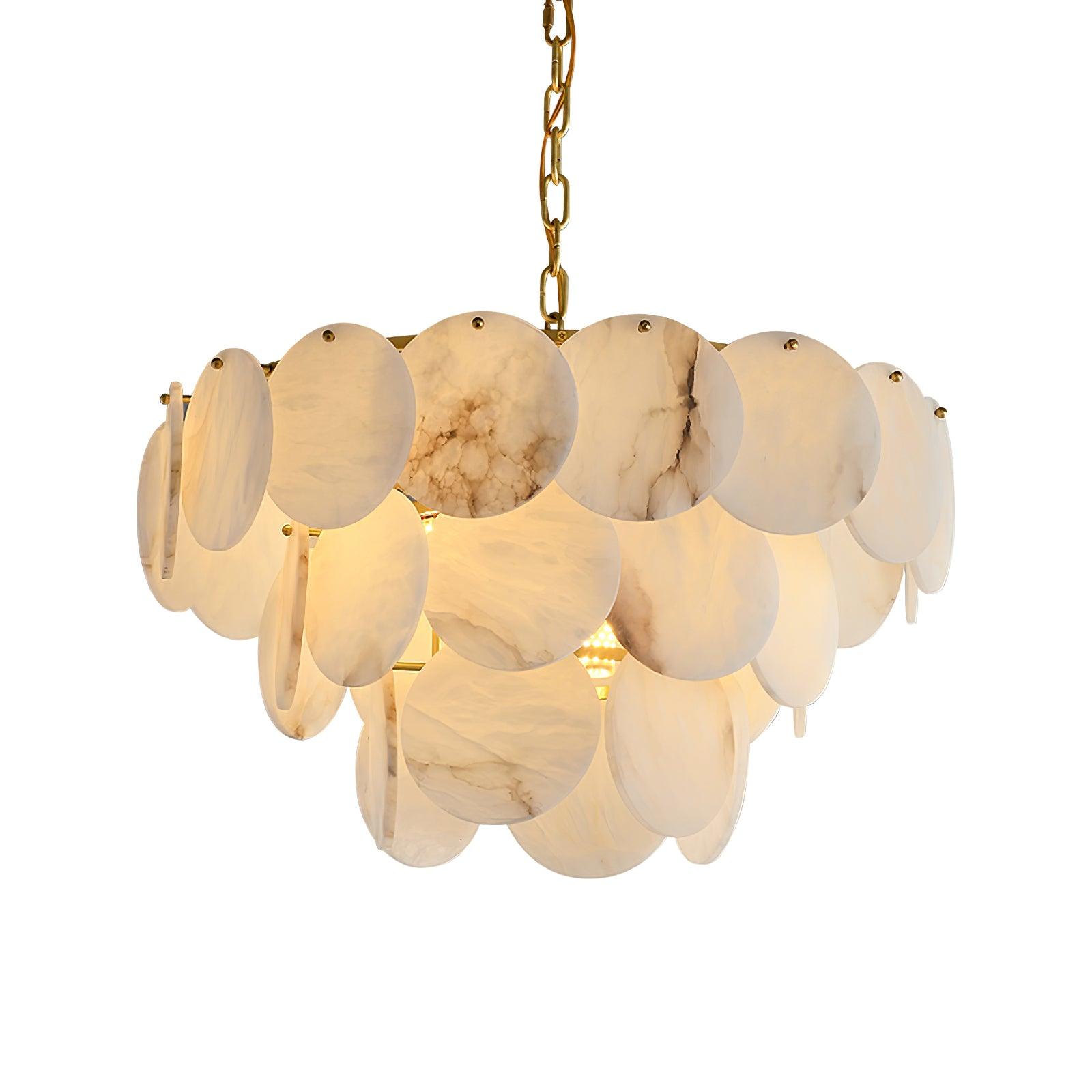 Alabaster Shell Brass Chandelier - YhLamps