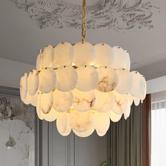 Alabaster Shell Brass Chandelier - YhLamps