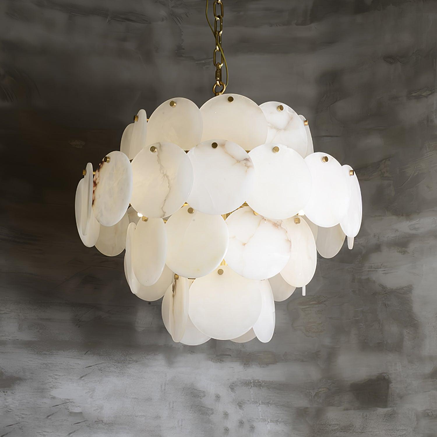 Alabaster Shell Brass Chandelier - YhLamps