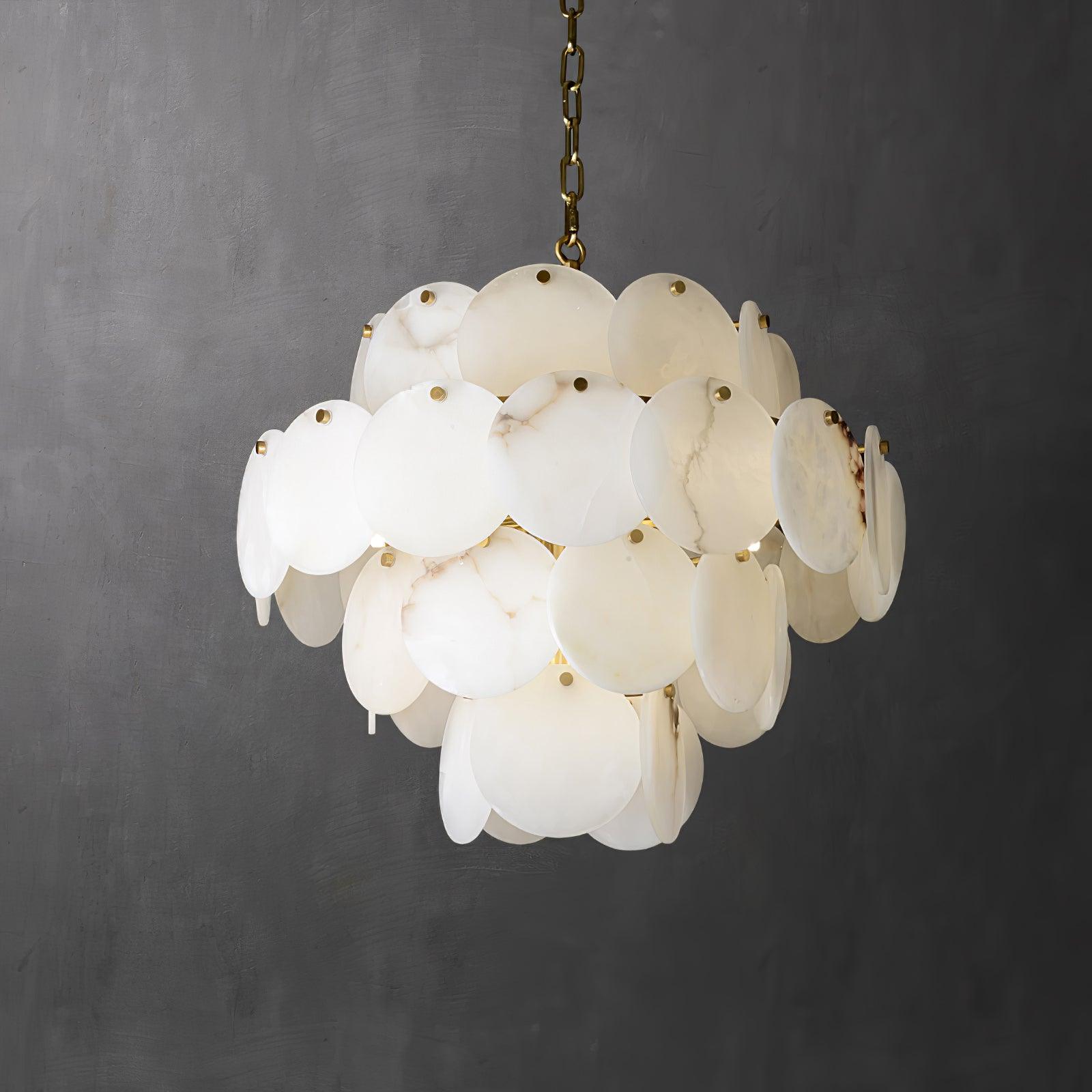 Alabaster Shell Brass Chandelier - YhLamps