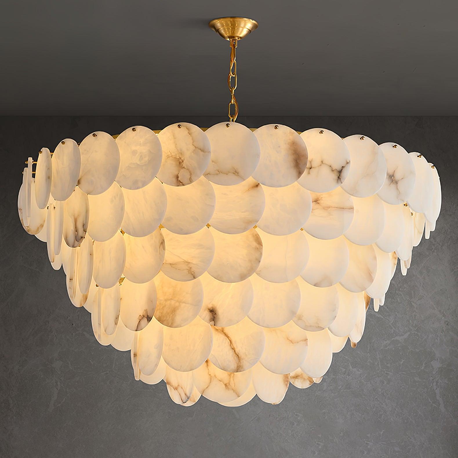 Alabaster Shell Brass Chandelier - YhLamps