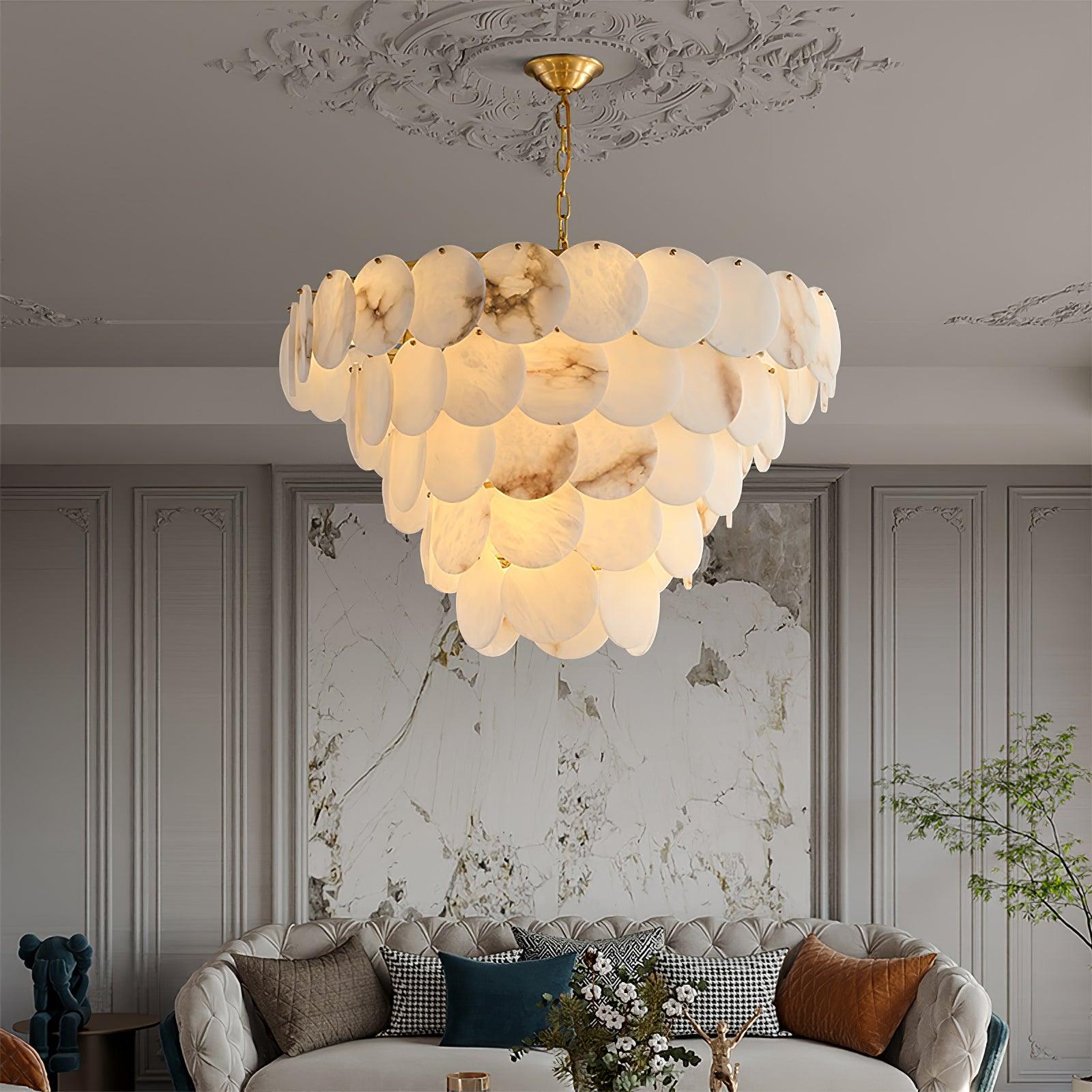 Alabaster Shell Brass Chandelier - YhLamps