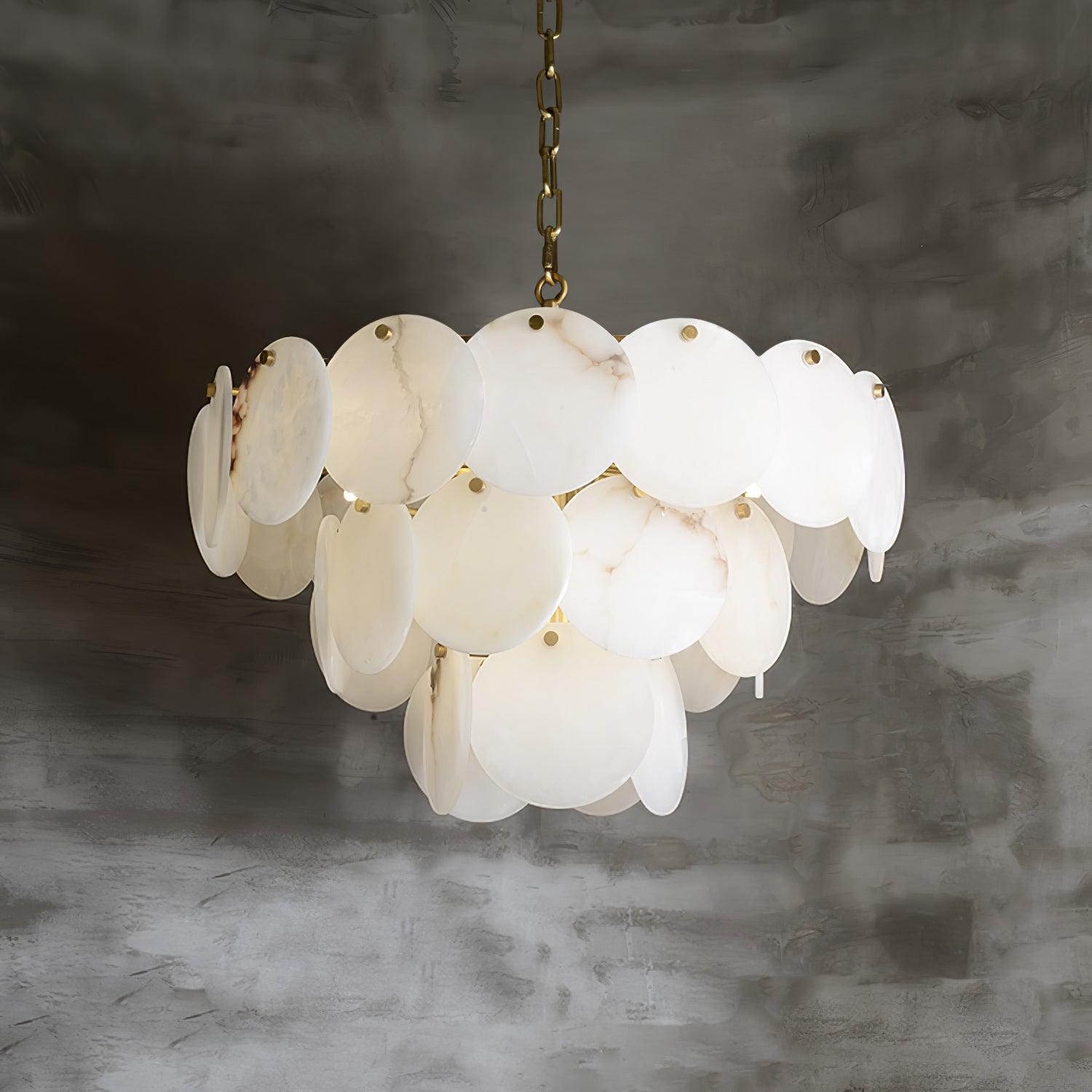 Alabaster Shell Brass Chandelier - YhLamps