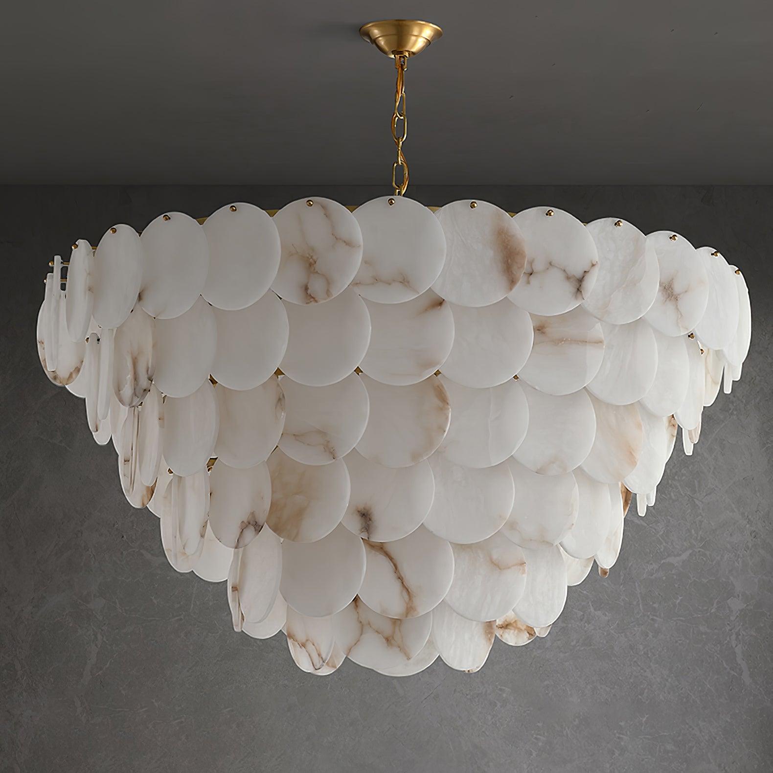 Alabaster Shell Brass Chandelier - YhLamps