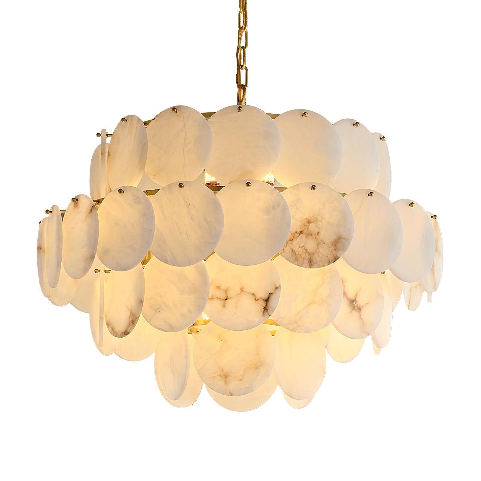 Alabaster Shell Brass Chandelier - YhLamps