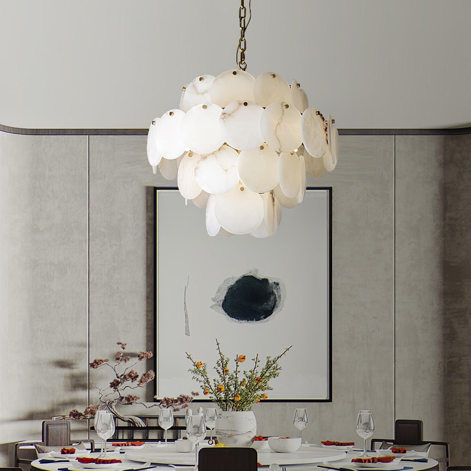 Alabaster Shell Brass Chandelier - YhLamps