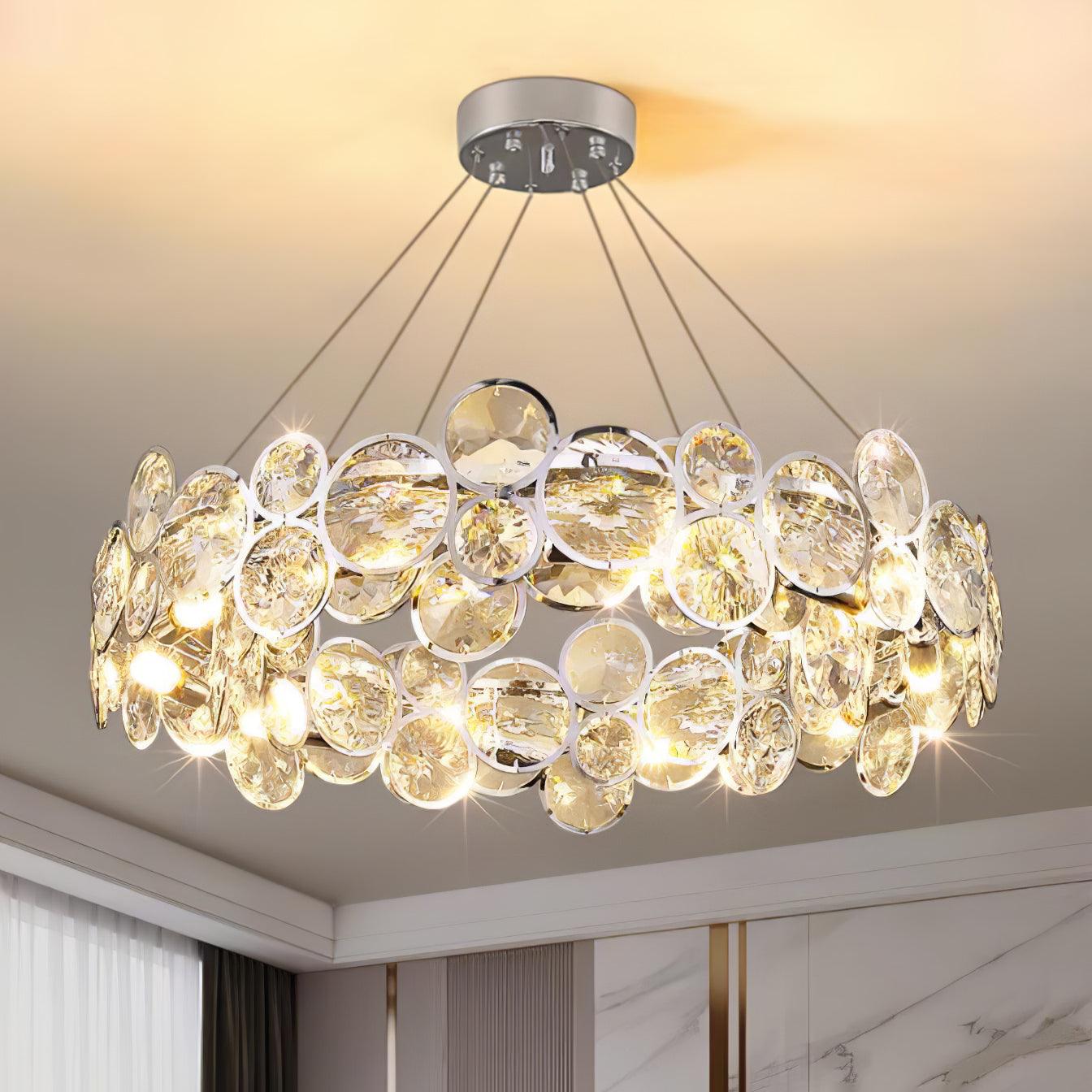 Chrome Round Crystal Chandelier - YhLamps