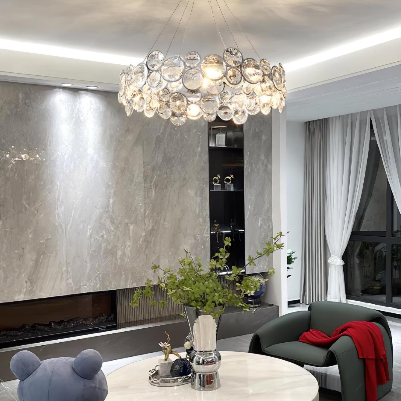 Chrome Round Crystal Chandelier - YhLamps