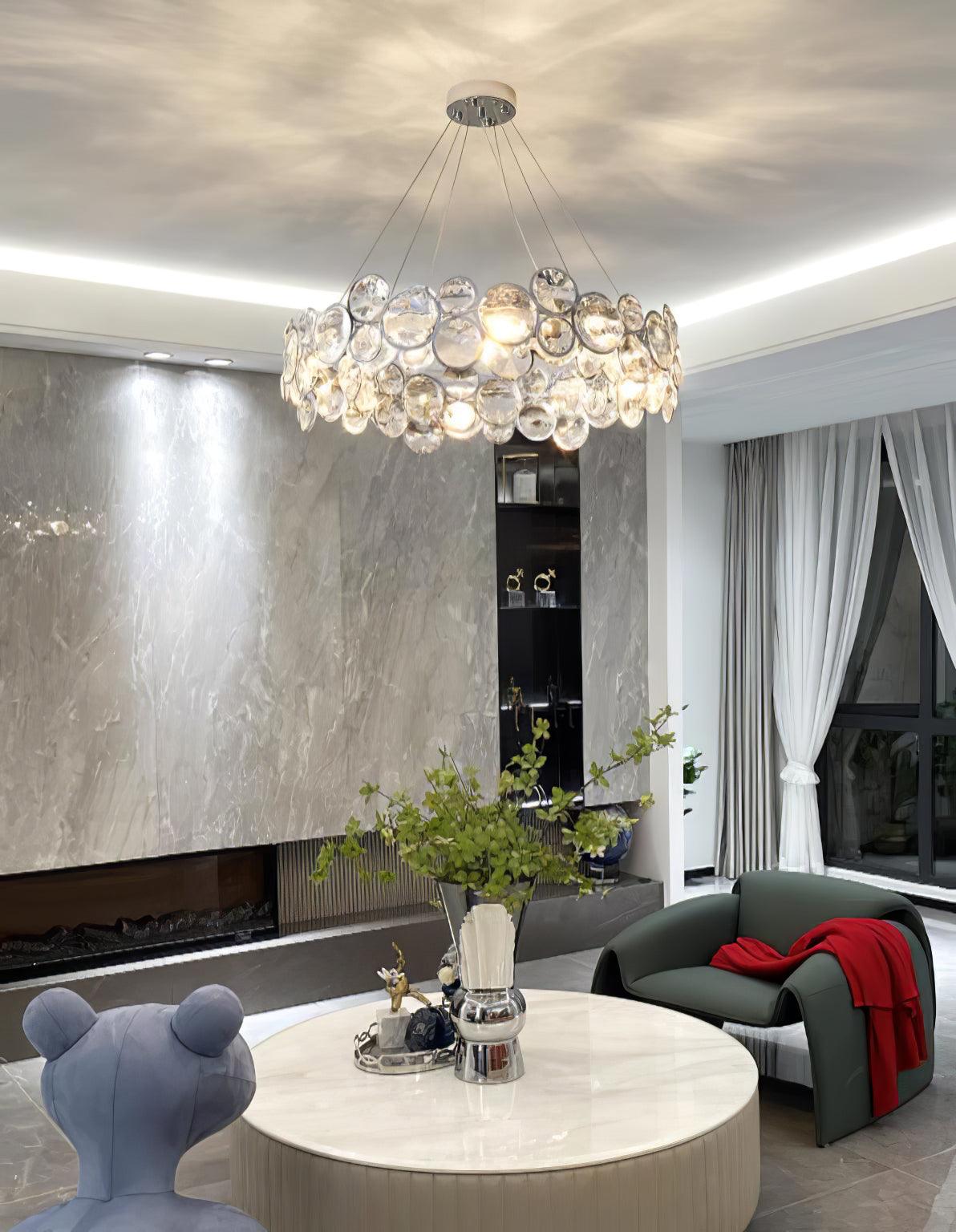 Chrome Round Crystal Chandelier - YhLamps