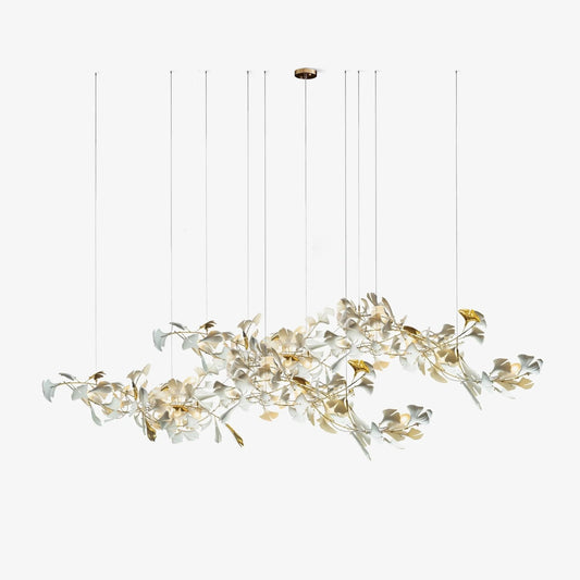 Gold White Leaves Combination Gingko Chandeliers - YhLamps