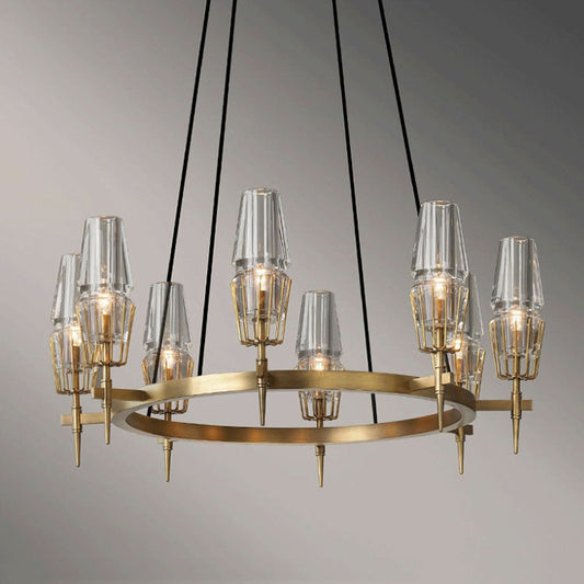 Delia Brass Chandelier Glass Lighting - YhLamps