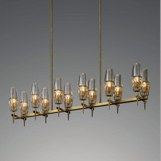 Delia Brass Chandelier Glass Lighting - YhLamps